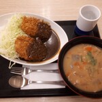 Katsuya Kawagoe Shibui Ten - メンチカツカレー、豚汁大盛り