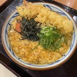 Marugame Seimen Ionmorudainichiten - 明太玉子あんかけうどん＆えび天