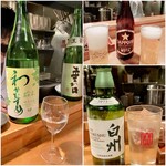 Hashidaya Hon Ten - 瓶ビールから日本酒　最後は白州のハイボール → 宝焼酎のグラスだけだと中身が白州と信憑性がないと思いボトルも一緒に撮りました(^^;)