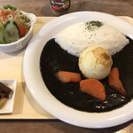 Paper Moon - 大村あま辛黒カレー＆新玉ねぎ丸ごとトッピング（サラダ＆漬物）