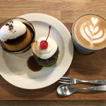 ボケット - 《1月ぽけっとケーキ》 『粒あんと抹茶スポンジのケーキ¥650』  『プリン¥550』  『cafe latte¥550』