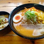 Ramen Yakiniku Emikichi - 【2021.1.27(水)】ランチセット(みそラーメン(並盛・150g)＋チャーシュー丼)850円