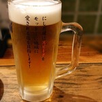 やきとり にしだ家 - 生ビール
      
      文字が書いてある
      
      耳なし芳一状態