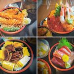 Nishiki Sushi - 左上「海老天丼」右上「極上ちらし」左下「うな丼」右下「活〆お刺身」！豊富な海鮮の楽しみ方！