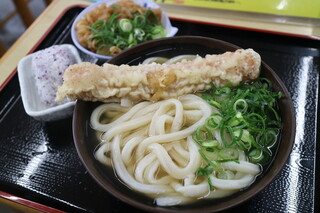 Jun Teuchi Udon Genki Ichiban - かけ中240円＋ちく天100円＋鶏南蛮100円＋おにぎり100円