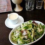 Cafe Brasserie Porte Bonheur - セットのサラダ、スープ