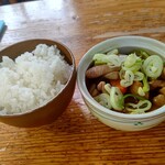 Ramen Yakiniku Emikichi - 【2021.5.19(水)】ミニもつ煮250円→0円＋小ライス110円→0円