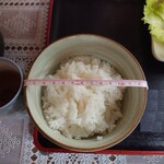 かわだ食堂 - メンチカツ定食500円　お茶碗の直径13cm