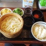 Marugame Seimen Fukuyama Heisei Daigaku Mae Ten - 釜揚げうどんとごはんと明太子でちょうど (税込)500円 (2021.07.03)