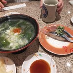 Kaiten Sushi Triton Ebetsu Ten - ワカメの味噌汁、サンマ、スポンサー