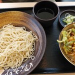 Yude Taro Kurehahonchoten - 帆立とアスパラのかきあげ丼セット。