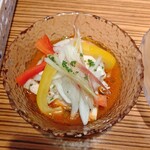 Incontro - 蒸し鶏とフレッシュトマトのつけ麵風冷製パスタ　ソースはこんな感じ