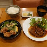 Hanajaya Hanahanatei - ボリューム満天！定食メニュー　1,000円
                      　鶏の唐揚げ
                      　きのこソースの和風ハンバーグ