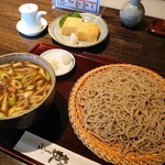 えびな 上野藪そば - カレーせいろそばと玉子焼き