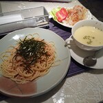 シェルプール 喫茶コーナー - 料理写真:たらこパスタセット 800円(税込)