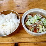 Ramen Yakiniku Emikichi - 【2021.10.14(木)】ミニもつ煮250円→0円＋小ライス110円→0円