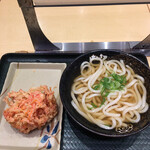 Hanamaru Udon Shibuya Eki Nishiguchi Ten - かけうどん中(350)、しょうがかき揚げ(170)