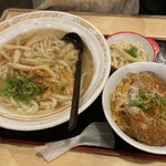 鳴門うどん - ごぼう天うどん（トリプル）のかつ丼セット