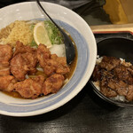 鳴門うどん - とり天ぶっかけ（トリプル）のステーキ丼セット