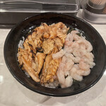 Wakasa Ya Nanba Ten - 切り落とし炙りサーモンとエビ丼