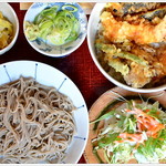 蕎麦一 - 玄蕎麦と海老と野菜の天丼のセット