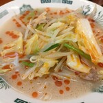 Hidakaya Asakusaekimaeten - 野菜たっぷりタンメン　麺少なめ　490円　ラー油は多めで