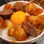 Teppanyaki Tenjin Horumon Amyupuraza Kokura Ten - ホル玉丼（自分で作ります）