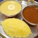 Go Go Mumbai Ion Kita Toda Ten - レモンチキンカレーセット "Lemon Chicken Curry Set"（ライス選択），スパイシーマトン "Spicy Mutton"（単品注文，レギュラーサイズ）