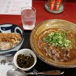 Tokumasa Morinomiya Ten - 得正定食（カレーうどん、天丼、小鉢） 800円