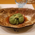 Shun An - お通しの自家製よもぎ豆腐。