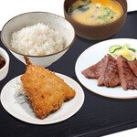 Sumibi Wakura Kyotoyodobashiten - 牛たんとあじフライ定食