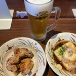 庄屋 - ちょい飲みセット　唐揚げと揚げ出し豆腐