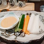 Honkaku Washoku Private rooms Izakaya Yashiki no Niwa Shinagawa Honten - ★★★コース 4100円 野菜スティックはコースには珍しいので嬉しかった！