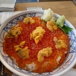 磯丸水産 - Lイクラうに丼1748円ご飯大盛110円