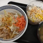 吉野家 - ねぎ塩豚丼 ＋ 七味唐辛子＆紅生姜