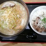 じょっぱり食堂 - ねぎ味噌ラーメン+ミニチャーシュー丼