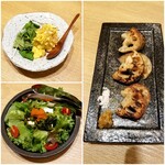 Sumibi to Sake Senbondori - 千本鶏ポテトサラダ　S      野沢菜豆腐サラダ　　　　レンコン炭火焼き　　