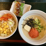 Naka U Kakamigahara Unuma Ten - 明太子クリームうどん　小　390円
                        サラダ　青じそドレッシング　150円