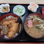 海老民 - 天丼とたぬきそばセット