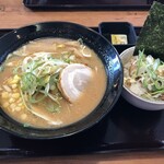 伝丸 - 濃厚味噌ねぎらーめん＋ミニチャーシュー丼