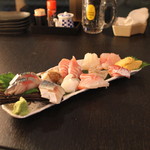 Sanchoku Seafood to Zenkoku Yuiitsu Agetate Tochio Age Ageya - メール刺し盛り