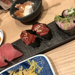 Sushi Sake Sakana Sugidama Kameido - 欲張り、鮪。赤身、ユッケ、ネギとろ