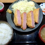 花のつゆ - 料理写真:ハムカツ定食＠750円