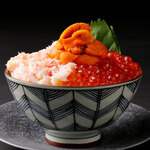 Sea Urchin, Crab, and Salmon Roe Trio Rice Bowl