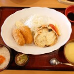 土岐よりみち温泉桔梗 - 蟹クリームコロッケセット(1,180円)