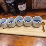 Kushiage Seafood Sakaba Ryoma Okayama Ten - 岡山の地酒5種飲み比べ