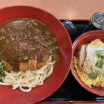 得得 - ジャワ風カレーうどん（３玉）（とんかつトッピング）＆かつ丼