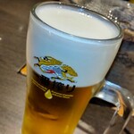 Sumibi Yakiniku Shubo Raion Tama PLAZA Ten - まずは生ビールで乾杯。(食べログクーポン、またはドリンク無料チケット利用により一杯目はサービス)　生ビール二杯目からは ¥605