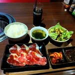 Yakiniku Raku - 焼きしゃぶ定食(ごはん大盛無料)740円