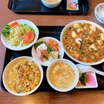 中華料理菊水 - 定食、麻婆豆腐、ご飯を半チャーハンに変更